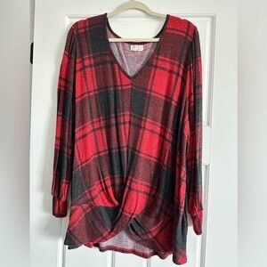 Maurice’s plaid V-Neck knit Blouse - women’s plus size 3X.